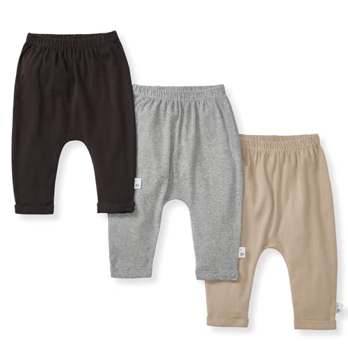 Burt's Bees Baby Unisex Knit Jogger Pants, 3-Pack Baby Sweatpants, 100% Organic Cotton Infant Bottoms