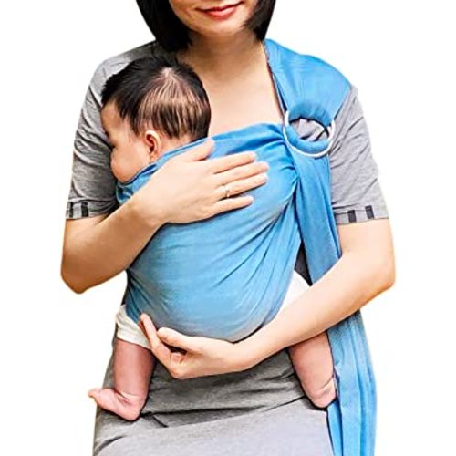 Baby Water Ring Sling Carrier | Lightweight Breathable Mesh Baby Wrap for Infant, Newborn, Kids and Toddlers | Perfect for Summer, Swimming, Pool, Beach | Great for Dad Too Lakeblue