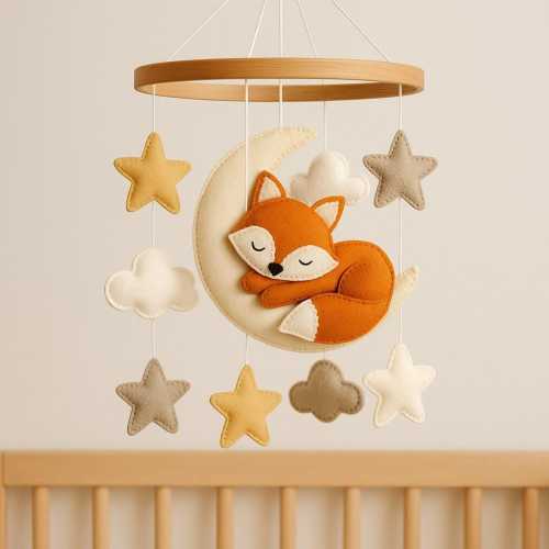 Fox and Moon Baby Mobile