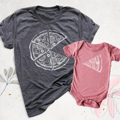 Daddy and Me Funny Shirts, Dad Baby Matching Shirts, Pizza and Pizza Slice Tshirt, Fathers Day Dada Mini Outfit, Dad Son Shirt, Dad Girl Tee