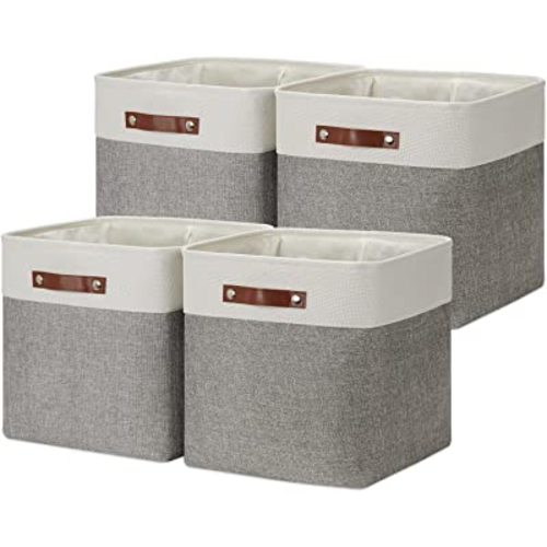 DULLEMELO 13 inch Fabric Storage Cubes 4 Pack Foldable Baskets/Bins for Home Office Organizer Closet, Shelves, Toy, Nursery