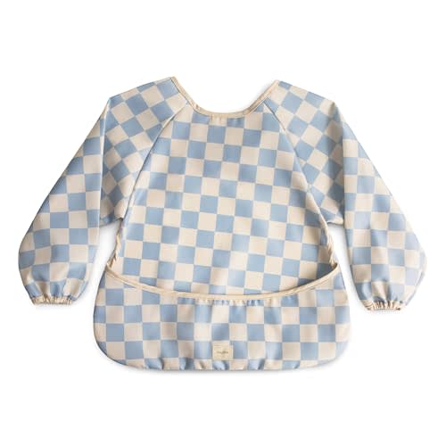 mushie Long Sleeve Baby Bib | Mess Free & Waterproof Fabric for Toddlers | Adjustable Fit for Ages 6-24 Months
