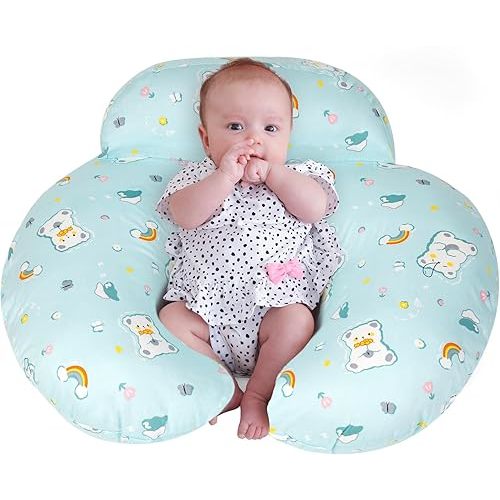 Nursing Pillow, Plus Size Ergonomic Design, Breastfeeding Pillows Support for Mom and Baby, Removable Cotton Cover, Machine Washable, Cambridge Blue