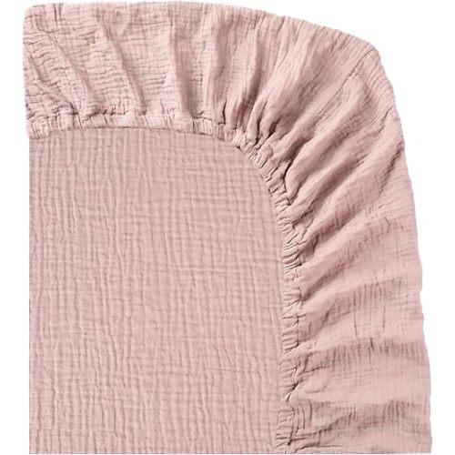 Muslin Crib Sheet – 100% Cotton Baby Fitted Sheet for Boys & Girls, Ultra Soft & Breathable, Snug Fit with 360° Elastic, Fits Standard Crib Mattress 28" x 52" & Toddler Beds.