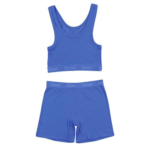 Hanes Women's Originals SuperSoft Comfywear 2 Piece Lounge Crop Top & Boxer Shorts Loungewear Set