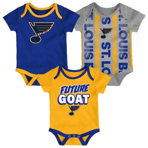 Newborn St. Louis Blues Loyal Buddies Three-Pack Bodysuit Set