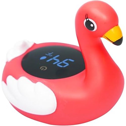 Baby Bath Thermometer,The Infant Baby Bath Floating Toy, Safety Temperature Water Thermometer, Baby Temperature Warning, LED Display Warning Thermometer, Baby Bath Essentials (Flamingo)