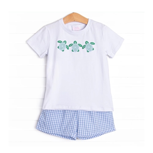 Slow Motion Shuffle Applique Short Set, Blue – Stitchy Fish