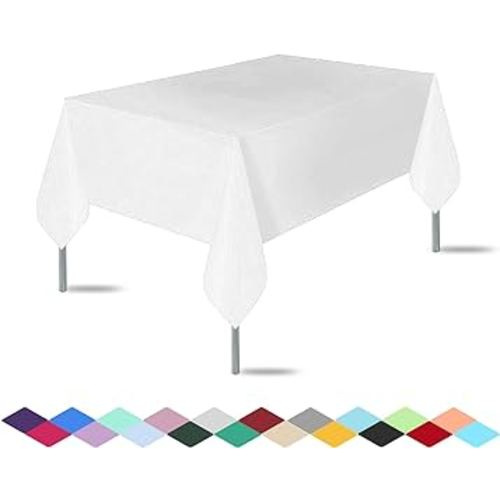 sundee 3 Pack Premium Disposable Plastic Tablecloth (54"x 108") , Rectangle Table Cover for Wedding, Party, Banquet, Burgundy(White)