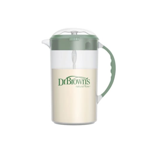 Dr. Brown's Baby Formula Mixing Pitcher with Adjustable Stopper, Locking Lid, & No Drip Spout, 32oz, BPA Free, Olive