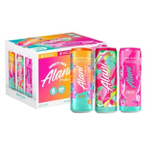 Alani Nu Sugar-Free Energy Variety Pack, Cherry Twist, Orange Kiss, Pink Slush, 12oz 12-Pack, Cans
