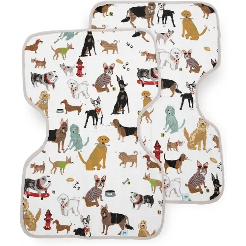 Little Unicorn Ultra-Absorbent Premium Burp Cloth 2 Pack | Soft on Baby's Skin | Larger Size | Ergonomic Design | Set of 2 (Woof)