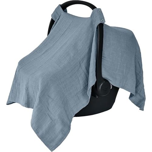 Car Seat Cover Baby - Organic Cotton - Carseat Covers Baby - Carseat Cover - Car Seat Canopy - Carseat Canopy - 100% Muslin Cotton, 43" x 32" (Tradewinds)
