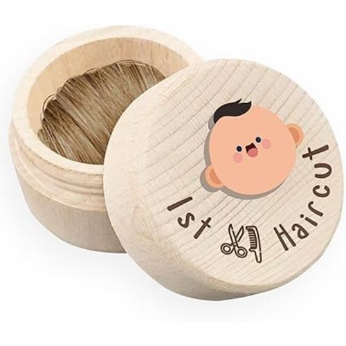 Fetal Hair Collection Wooden Box, Baby Keepsake Box for First Hair, Wooden Hair Box, Cute Lost First Haircut Keepsake Holder, Baby Toddler Hair Case for Baby Shower Birthday Gift for Boy