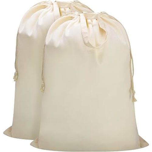 Large Heavy Duty Laundry Bag with Handles and Sturdy Cotton Fabric, Thick Canvas Laundry Bag Washable Basket Liner Hamper Liner for Dorm, Camp, College (L, 2 Pack)
