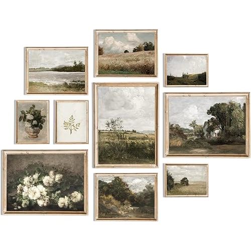 uniro Vintage Wall Art Decor Prints Farmhouse Wall Decor Vintage French Country Canvas Wall Art Prints Nature Landscape Flower Botanical Painting Poster Rustic Cottagecore Decor Retro Aesthetic