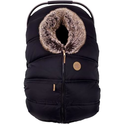 PETIT COULOU Winter Car Seat Covers for Baby - Breathable, Extra Warm and Cozy Carrier with Patented Structural Frame – Protects your Infant or Newborn Against Extreme Cold Weather, Rain and Wind