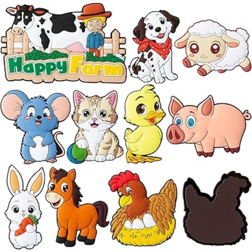 Fridge Magnets for Toddlers 1-3-Cute Fridge Magnets for Kids Large Farm Animal Magnets for Fridge Strong Refrigerator Magnets for Toddlers Babies Fun Educational Toys Gift for Boys & Girls Ages 1＋