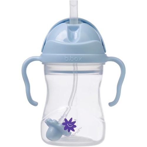 b.box + Lansinoh Weighted Straw Sippy Cup for Babies 6 Months+ | Leak‑Proof, BPA‑Free, 8 oz Toddler Cup | Drink From Any Angle | Easy Grip, Dishwasher Safe | Bubblegum