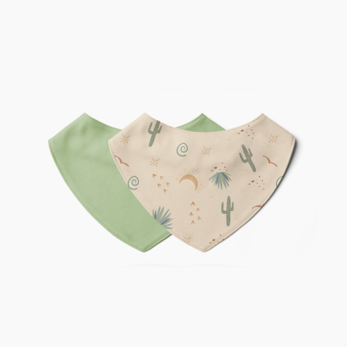 Goumi Kids x Babylist Bamboo & Organic Cotton Bandana Bibs (2 Pack) - Fern + Cactus