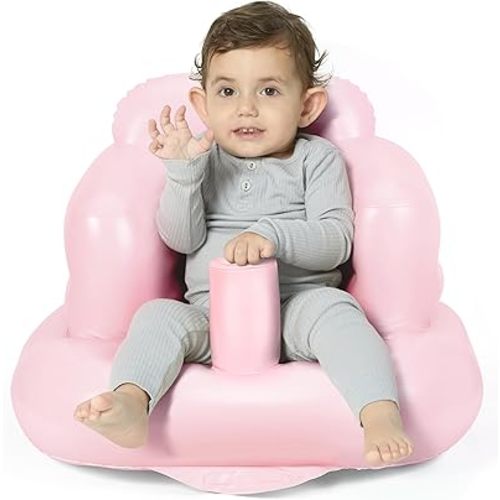Mink Inflatable Baby Seat for Babies 3+ Months,Infant Floor Seats for Sitting Up,Portable Blow Up Baby Chair with Built in Air Pump, Ideal for Sitting Up and Learning to Play (Pink)