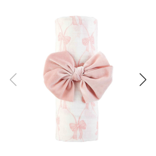 Bow Swaddle and Headband Set | Mud Pie