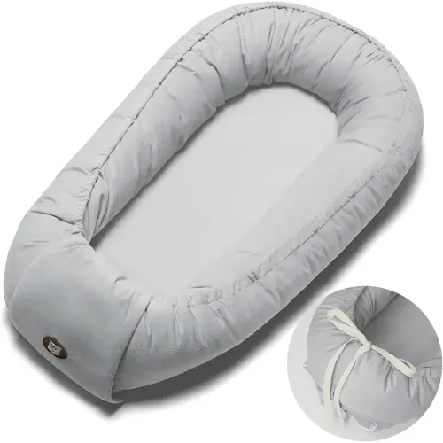 Baby Lounger Pillow, Adjustable Baby Lounger for Newborn 0-24 Months, Breathable & Soft Infant Lounger, Tummy Time Baby Lounger for Home and Travel, Baby Girls & Boys Babies Stuff, Grey