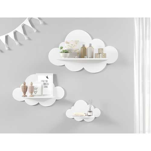 Cloud Wall Shelf Set of 3 | Nursery Shelves | Kids Room Shelves | Wooden Cloud Shelf Nursery Decoration | Kids Furniture | Kids Shelves
