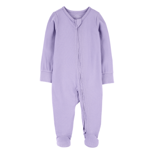 Baby Girl Solid 2-Way Zip PurelySoft Sleep & Play Pajamas - Purple