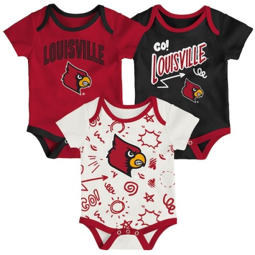 Louisville Cardinals Outerstuff Newborn & Infant Three-Pack All Day Play Bodysuit Set
