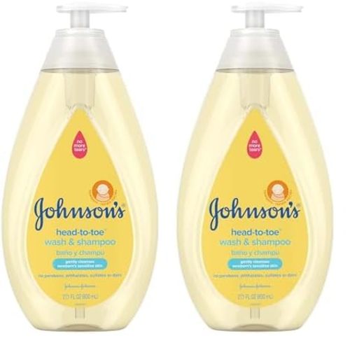 Johnson's Head-to-Toe Gentle Tear-Free Baby & Newborn Wash & Shampoo, Sulfate-, Paraben- Phthalate- & Dye-Free, Hypoallergenic Wash for Sensitive Skin & Hair, 27.1 fl. Oz (Pack of 2)
