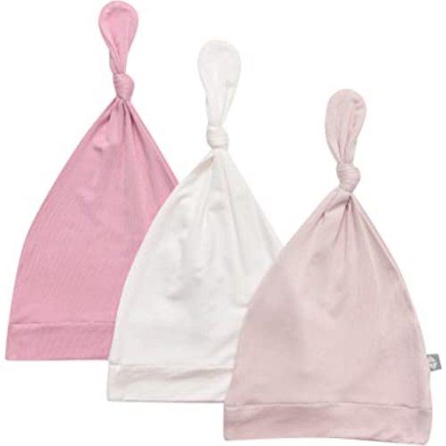 KYTE BABY Rayon Made from Bamboo Baby Beanie Hats - Super Soft Knotted Caps Available in Pattern and Solid Colors - 3 Pack