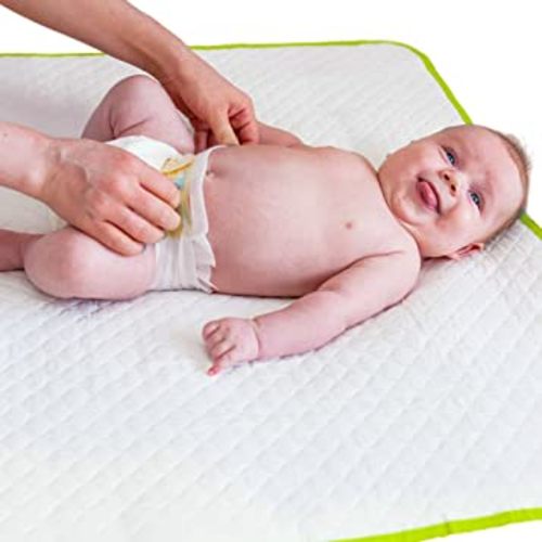 Portable Changing Pad - Waterproof Baby Changing Mat - Large Size 25.5”x31.5”- Foldable Wipeable Diaper Changing Pad - Change Diaper in Any Places On The Go for Boys & Girls - Storage Bag
