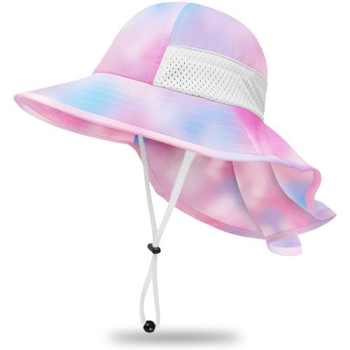 Toddler Baby Sun Hat Kids Summer UPF 50+ for Boys Girls Adjustable Beach Hats with Bucket Wide Brim Age 1-7 Years