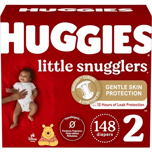 Huggies Size 2 Diapers, Little Snugglers Baby Diapers, Size 2 (12-18 lbs), 148 Count