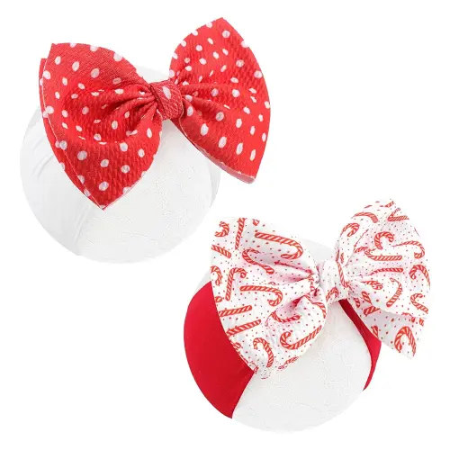 Christmas Bows for Girls Big Bow Santa Headband Candy Cane Headband Red Baby Bow Newborn Headband Bows Infant Hair Bows Toddler Girl Accessories Red