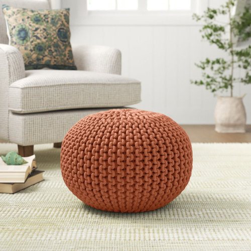 Highland Dunes Anely 20" Wide Round Pouf Ottoman