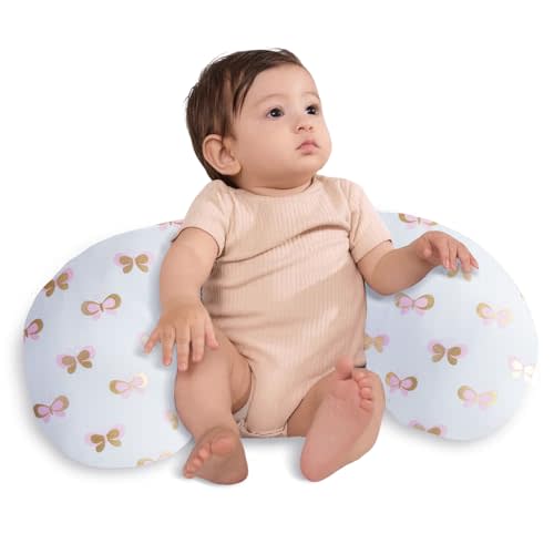 Little Grape Land Nursing Pillow, Upgraded Breast Feeding Pillow for Mom, Breastfeeding & Bottle Feeding for 0–16 Months, Machine Washable Cover with Firm Breathable Filling for Tummy Time, Butterfly