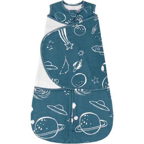 ZIGJOY Sleep Sack Swaddle 1.0 TOG Baby Wearable Blanket 100% Cotton Baby Swaddle Blanket for Newborns 6-12 Months for Boy Girl, Space