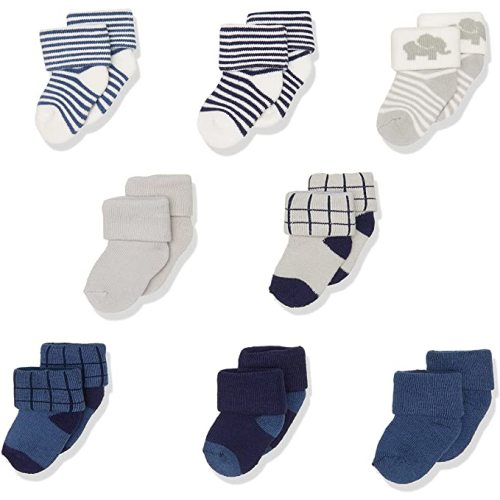 Touched by Nature Unisex Baby Organic Cotton Socks - 0-6 Months - Blue Elephant
