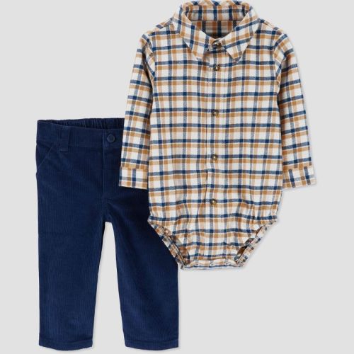 Carter's Just One You®️ Baby Boys' Plaid Top & Bottom Set - Brown/Blue, Size: 9M