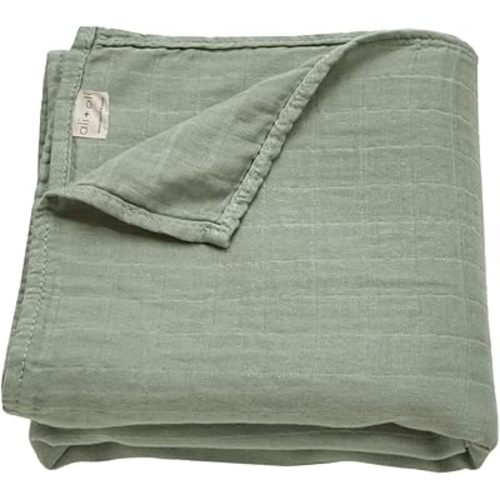 Ali+Oli Muslin Swaddle Blanket for Baby (Apple) Large 47" x 47" Soft Rayon Made from Bamboo & Organic Cotton, Machine Washable Receiving Blanket Wrap for Newborn to Toddler