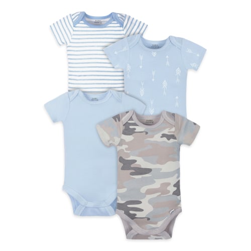 Modern Moments by Gerber Baby Boy Short Sleeve Onesies Bodysuits, 4-Pack, (Newborn-24 Months)