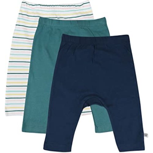 HonestBaby Multipack Harem Pants Roomy Fit Pull on Bottoms 100% Organic Cotton for Infant Baby Boys, Girls, Unisex