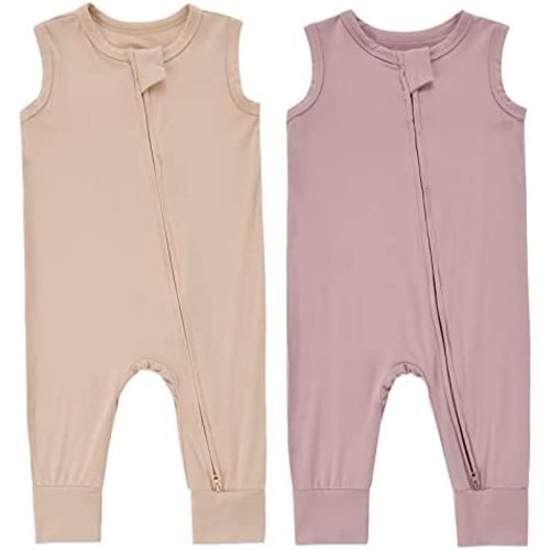 Baby Sleeveless Romper Zipper Toddler Summer Jumpsuit Rayon Outfits Infant Footless Pajamas 0-24m
