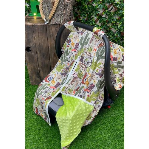 Western, Rodeo, Cactus, Boots, Cow Skull, Wagon Wheel, Boys Minky Car Seat Cover