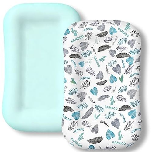 Baby Lounger Cover 2 Pack - Silky Soft Bamboo Viscose Infant Lounger Cover, Breathable & Moisture-Wicking Newborn Lounger Slipcover for Baby Boys Girls, Fits Azopesy& Most Loungers, Green
