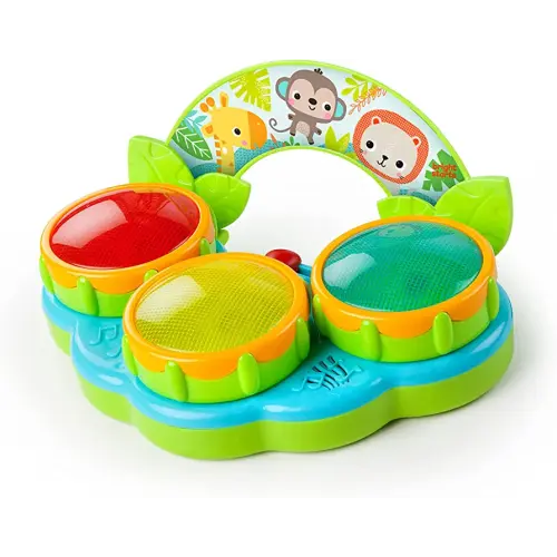 Bright Starts Safari Beats Musical Drum Toy with Lights, Ages 3 Months +, Multi