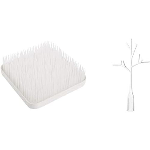 Boon Grass Countertop Drying Rack for Kitchen, Plastic - Winter White with Twig Grass and Lawn Drying Rack Accessory