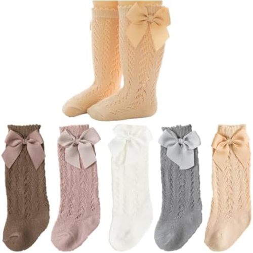 Colorful Childhood Baby Girls Knee High Socks Toddlers Tube Ruffled Bow Stockings Infant Newborn Cotton Princess Frilly Socks
